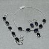 Iolite Oval Shape Gemstone Solitaire Jewelry Set Gift Necklace Bracelet Earrings