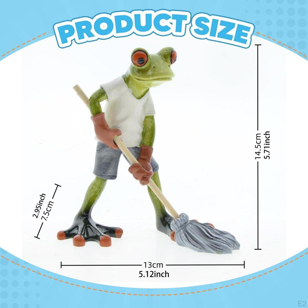 Frog Garden Statue Ornament Adorable Gift Animal Figurine Sculpture for Bookshelf Living Room