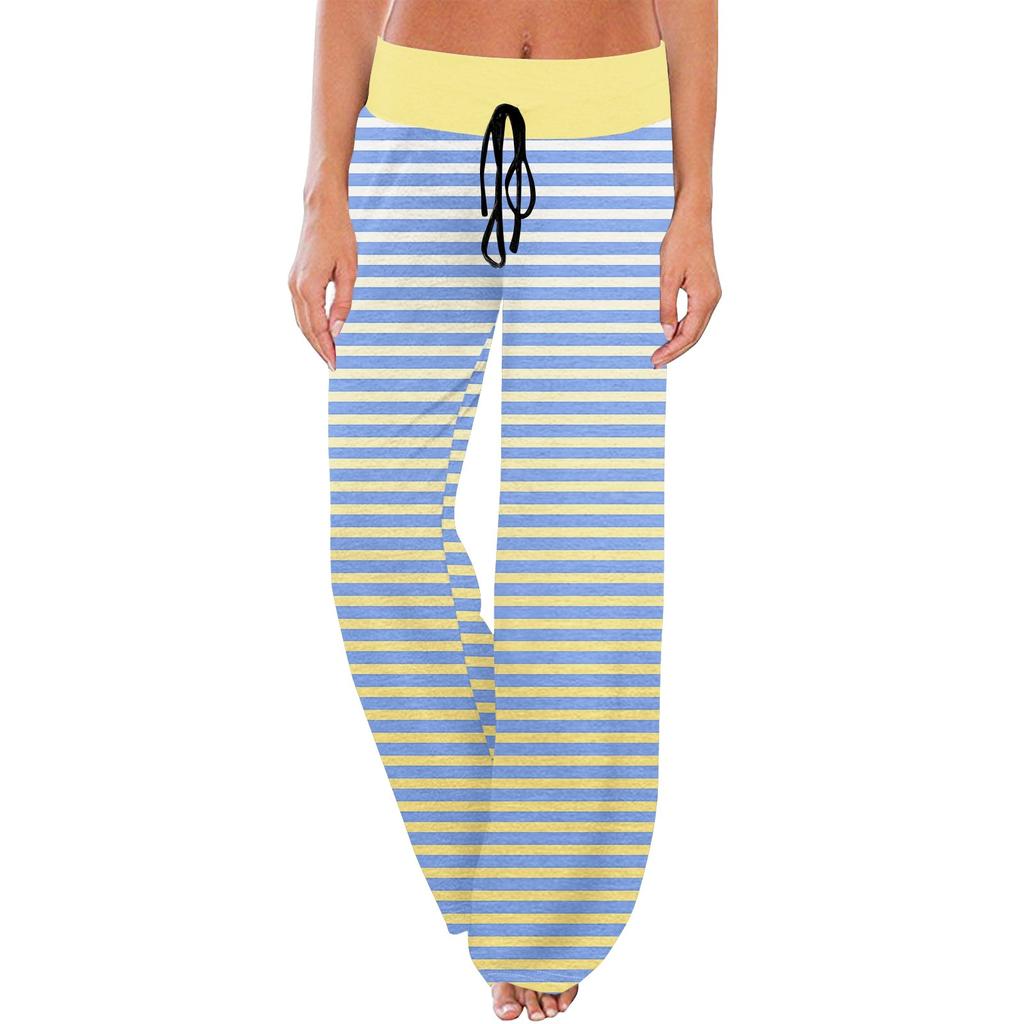 Женские повседневные модные комфортные пижамные брюки с широкими штанинами на шнуровке и принтом