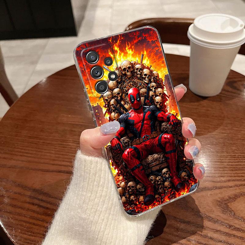 Marvel Дэдпул Смешной Прозрачный Чехол Для Samsung Galaxy A57 A37 A56 A36 A55 A54 A35 A26 A07 A17 A16 A06 A36 A15 Мягкий Чехол Дэдпула
