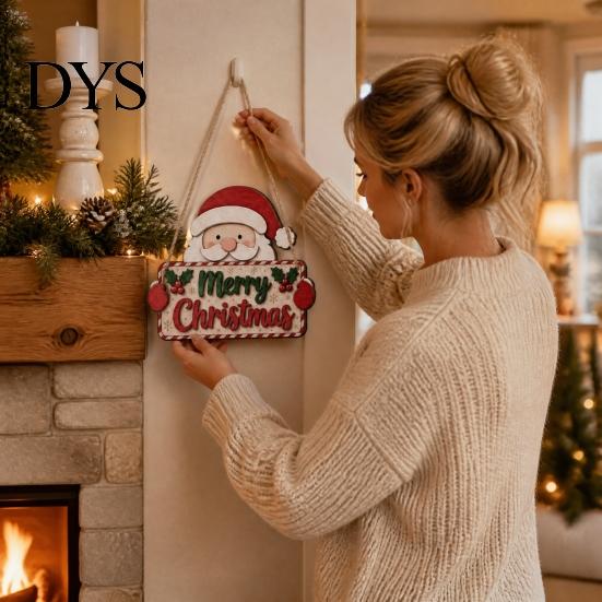 Украшения на дверь для праздничной вечеринки, 2D плоский рождественский деревянный вешалка-знак, Санта и снеговик, приветствие, подвесная табличка Клауса, Веселое украшение для передней стены для