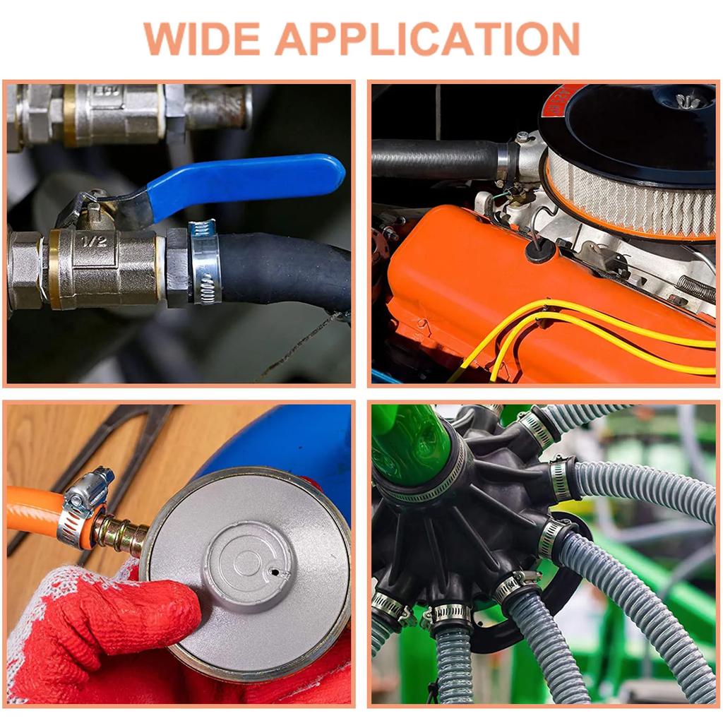 20pcs/60pcs Hose Clamp Assortment Kit Stainless Steel Hose Clamps Adjustable 1/4''-1-1/2'' (6-38mm) Swivel Metal Fuel Hose Clamp