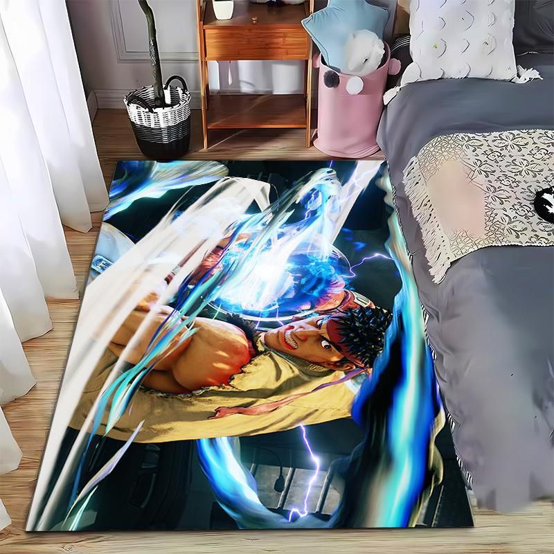 Dynamic Fighting Character Rug, Cool Vivid Design Suitable for use as an anti-slip game mat for living room and bedroom sofas