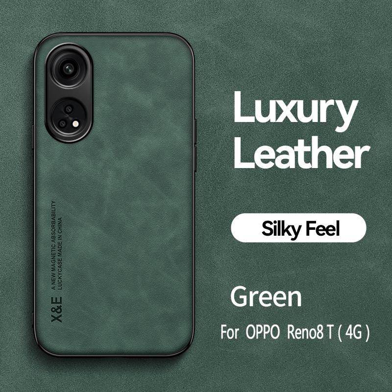 For Oppo Reno8 T Leather Case Sheepskin Texture Back Cover Soft Frame Shockproof Phone Case for  For Oppo Reno8 T Reno 8T 4G
