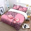 "Pink Leopard Bow Set Decor" Soft Skin-Friendly Bedding Set Includes 1 Duvet Cover And 2 Pillowcase, Gift