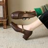 2024 New Women Mary Jane Shoes Fashion Square Toe Shallow Pumps Ladies Elegant Dress Single Leather Shoes Comfortable Sandals