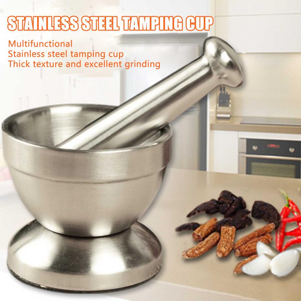 Small Mortar Mills Pestle Set Stainless Steel Sturdy and Durable Pounding Pot Food Grinder Easily Crush Medicine Pills Tablets