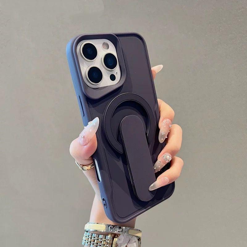 Чехол MagSafe из жидкого силикона с невидимой подставкой для iPhone 16 15 14 13 12 11 Pro Max с магнитной беспроводной зарядкой.