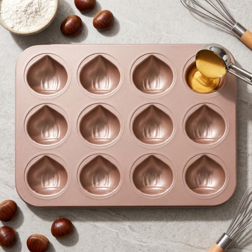 12 Cavity Chestnut Shaped Bakeware Carbon Steel Chocolate Pan Bakery Catering