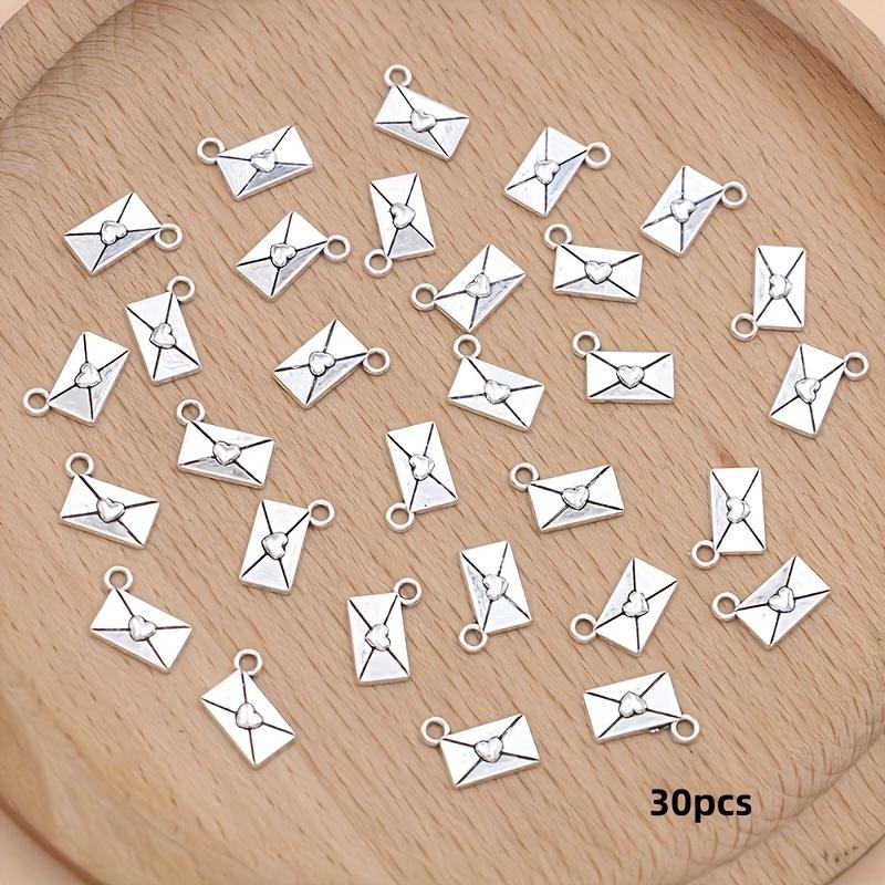 30 штук серебряных украшений-конвертов из цинкового сплава, подвески для DIY-украшений, для изготовления ожерелий и сережек своими руками