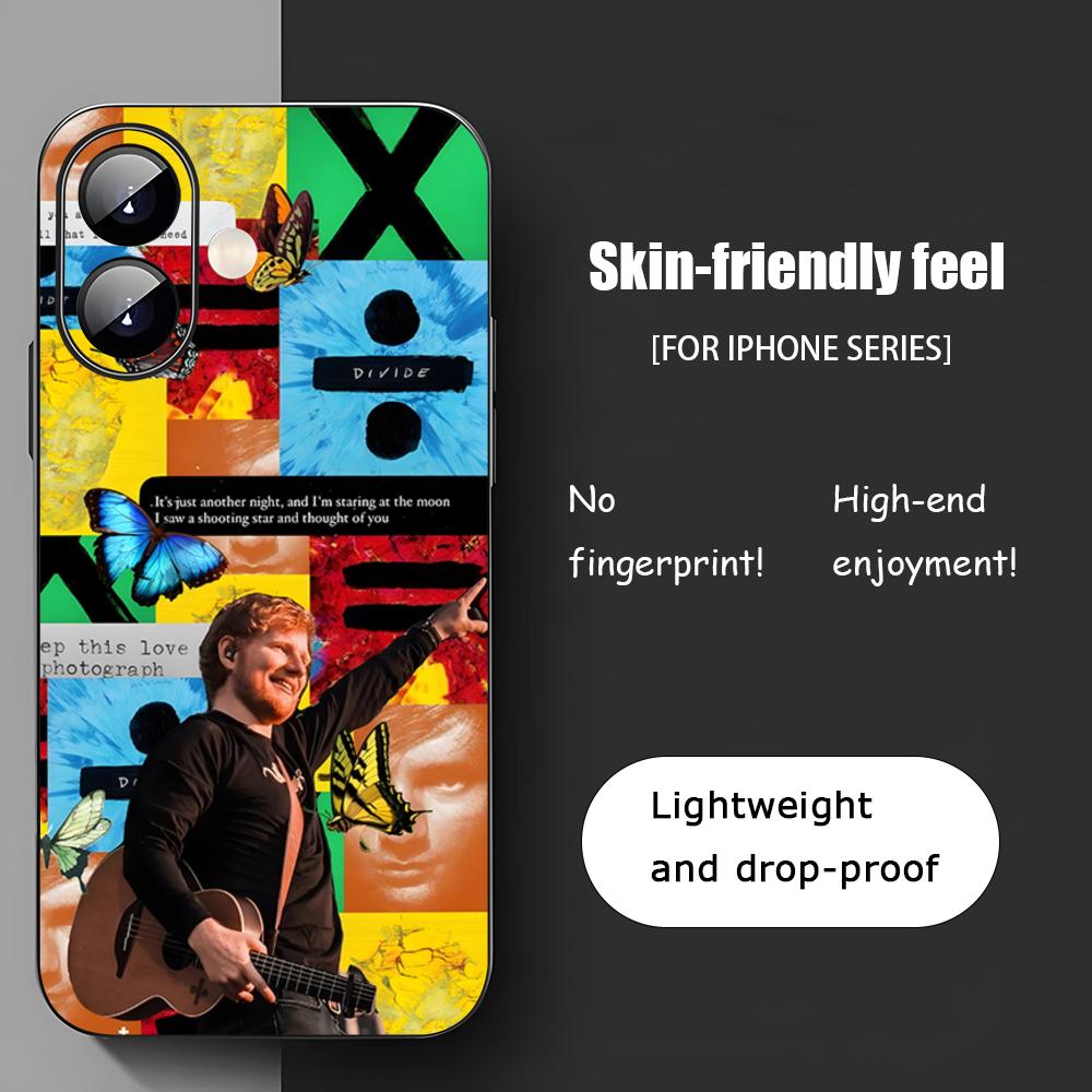 E-d Sheeran Singer Star Hot Phone Case For iPhone 17 16 15 14 13 12 11 X XR XS 8 Plus Mini Pro Max Soft black Shockproof Cover