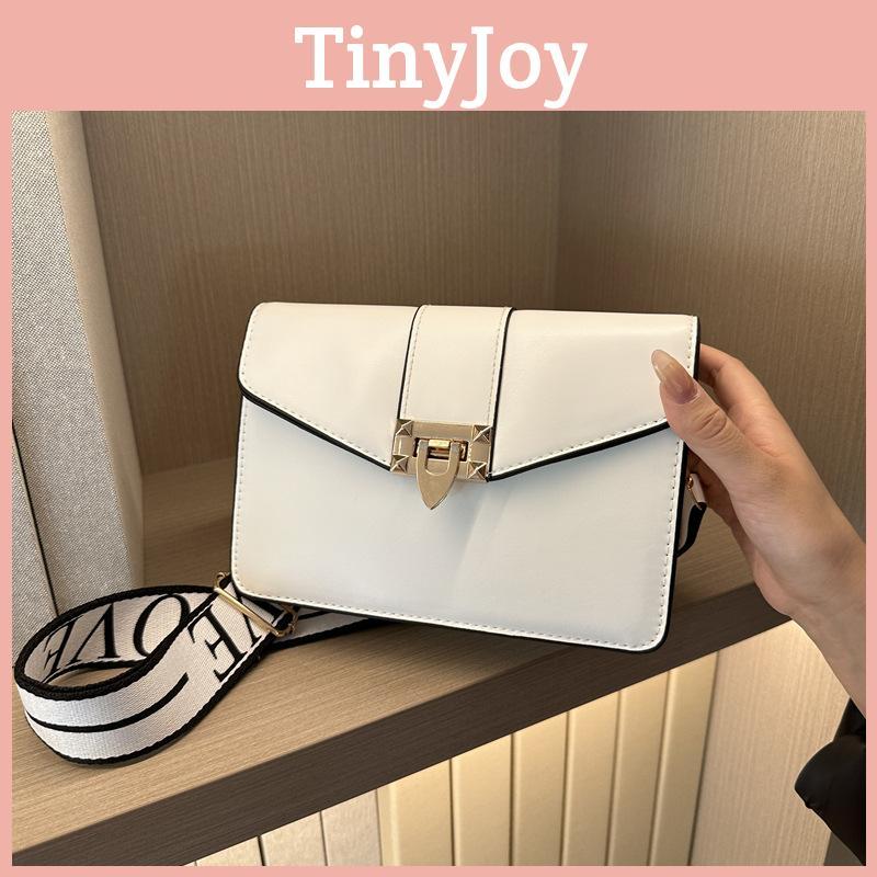 Simple Color Solid Gold Buckle Decoration Women Single Shoulder Bag Square