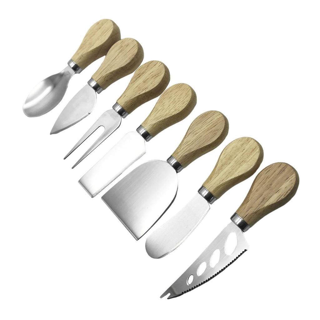 7 Pieces Cheese Knife Set with Wood Handle for Kitchen Wedding Lovers