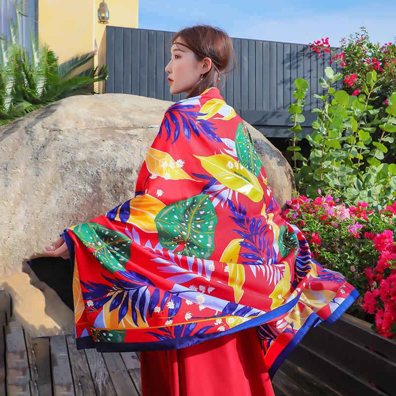 Ethnic style summer Qinghai Lake travel photo red chaka salt lake big shawl silk scarf desert warm scarf women