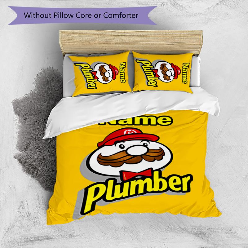 3pcs Custom Name Pringles Bedding Set Duvet Cover Closure Includes 1 Duvet Cover & 2 Pillowcases for All Seasons Bedroom Decor
