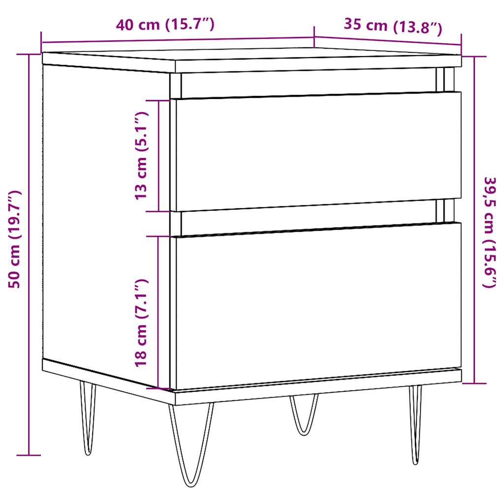 Nightstand with Rustic Wood Look 40 x 35 x 50 cm Engineered Wood