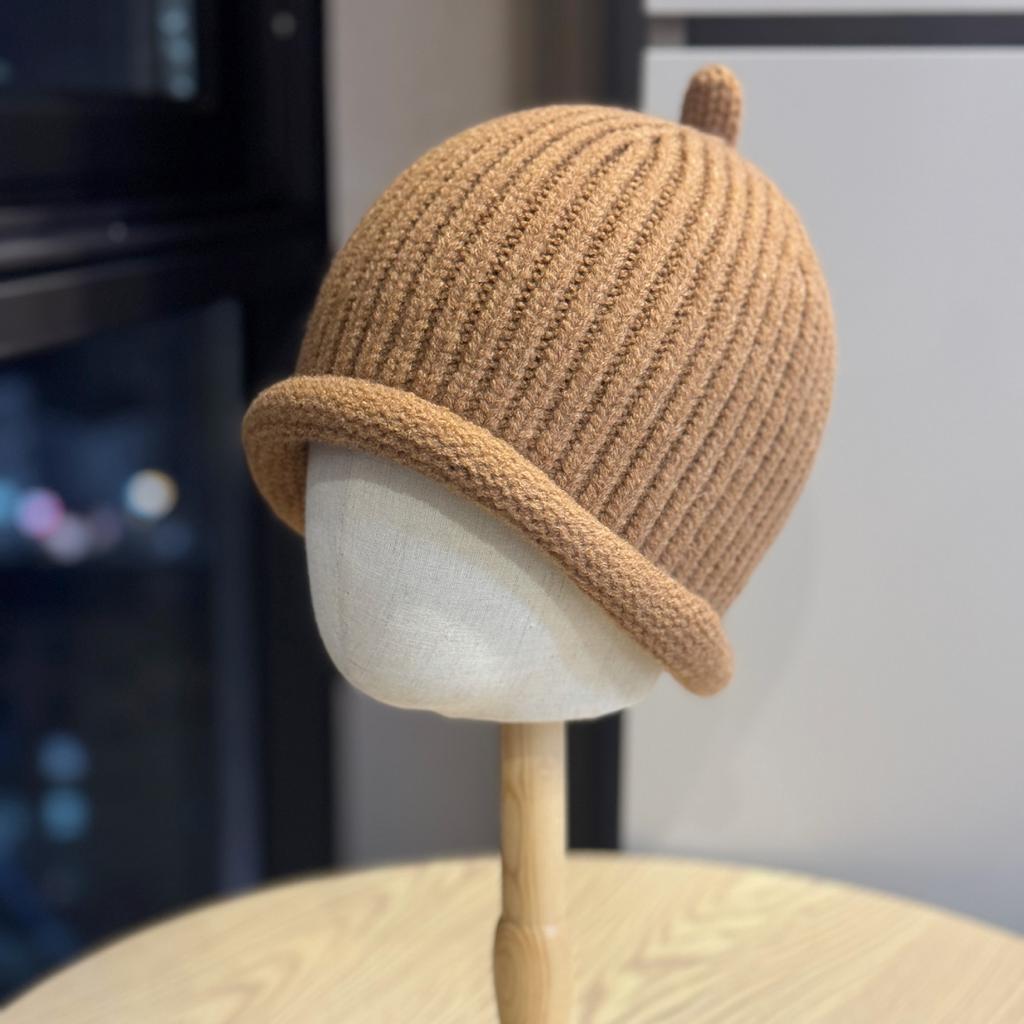 Осенне-зимняя вязаная шляпа-ведро в корейском стиле, ручной работы, маленькая, подчеркивающая лицо, для велоспорта, с защитой ушей от холода