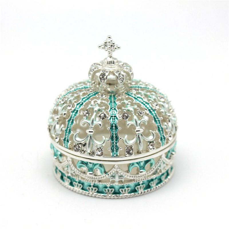 Enamel Craft Alloy Crown Jewelry Box European and American Wedding Ring Storage Box Ornament Wedding Decoration Ornament