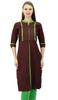 Women Solid Pattern Mandarin Collar Straight Kurti Indian Designer Ethnic