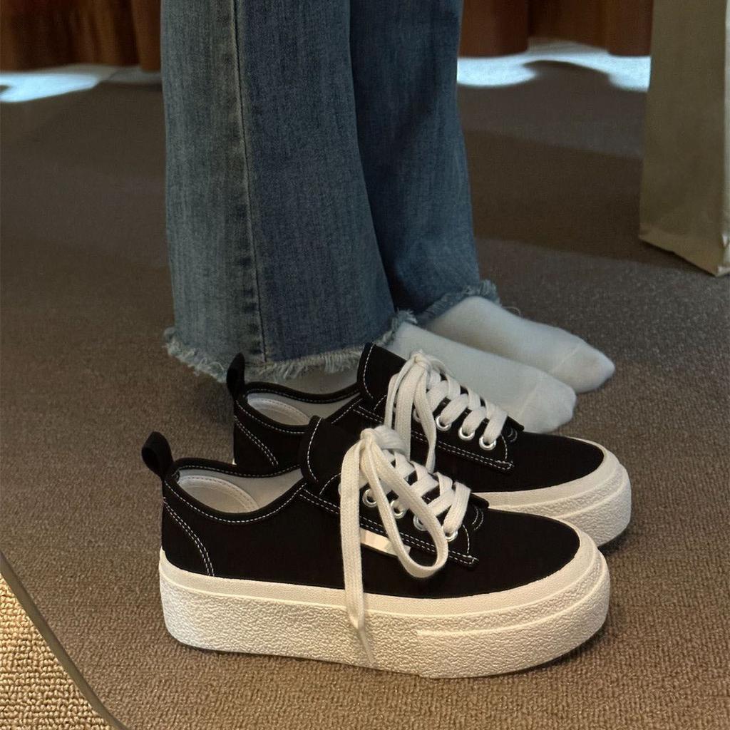 Summer Student Trendy Wear Canvas Shoes Women's New Flat Solid White Shoes Sports Casual Shoes