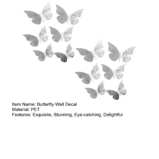 12 Pcs 3D Butterfly Wall Decals 3 Sizes Hollow Butterfly Wall Art Removable DIY Decorative Sticker for Room Office Bedroom Living Room