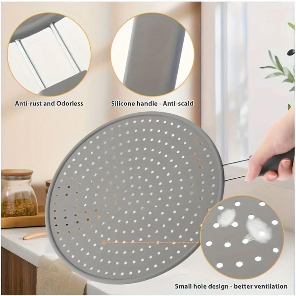 with Handle Silicone Splatter Screen Heat Resistant Oil Splatter Guard Silicone Handle