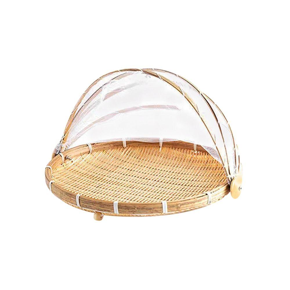 Bamboo Hand-Woven Tent Basket Dustproof Basket Bamboo Food Storage Basket Outdoor