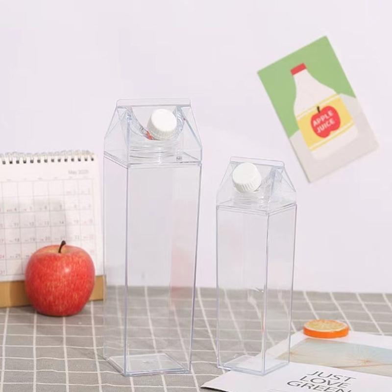 Double Capacity Square Milk Cup 500ML 1000ML Clear Construction Ergonomic Grip Spill Resistant Designs