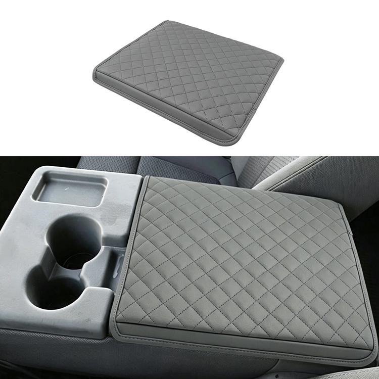 Gray Plaid Leather Center Console Armrest Box Cover for Ford F150 2011-2014 Waterproof Anti-Scratch Interior Moulding