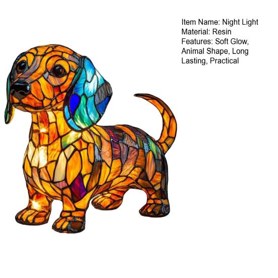 Кошачий светильник Витражное полимерное стекло Ночник Мягкое теплое свечение 3D Светодиодная настольная лампа в виде животного Декор для спальни