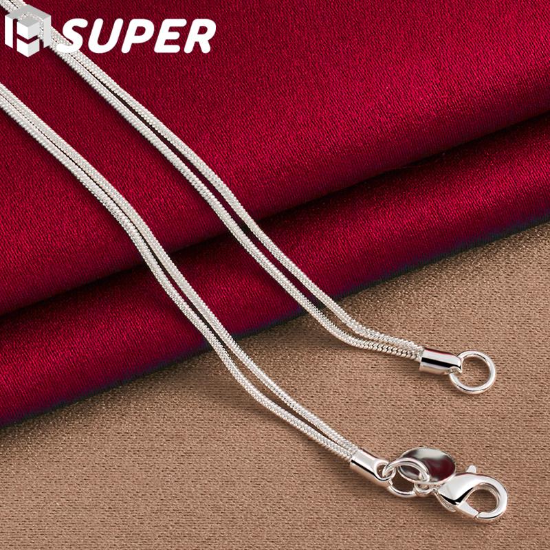 Ювелирные изделия из стерлингового серебра 925 пробы с двойной змеиной цепочкой и матовым гладким шариком