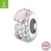 Pink Girly Cat Claw Diy Bracelet Silicone Positioning Spacer Beads, Cute S925 Sterling Silver Beads.