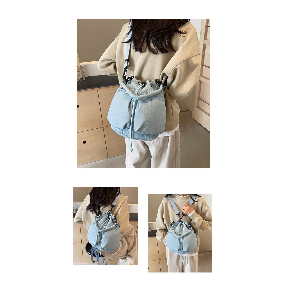 Waterproof Lightweight Cross-Shoulder Crossbody Bag Fashion Casual Large Capacity Drawstring Bucket Bag Simple Casual WOMEN'S Bag