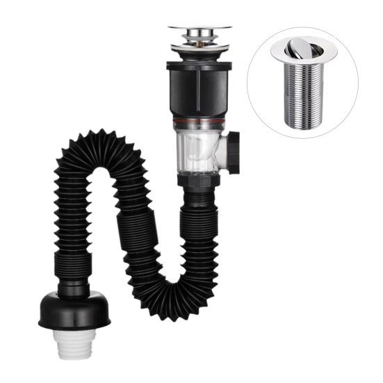 Bathroom Sink Drain Kit with Flexible Expandable P-Trap Leak-Proof Odor Prevention Easy Installation