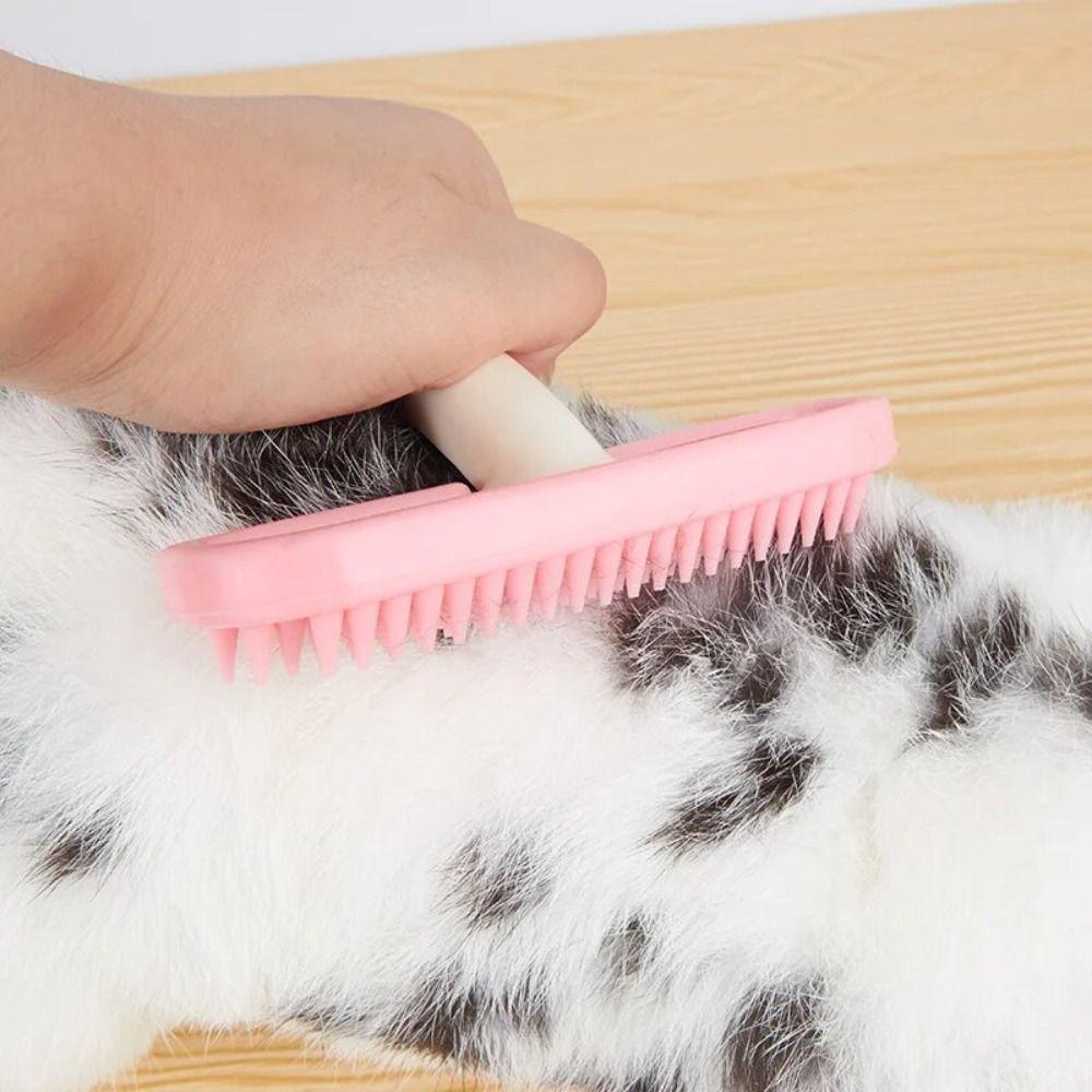 Pink and White Small Pet Comb Silicone Pet Silicone Comb Rabbit Fur Brush  Pet Home