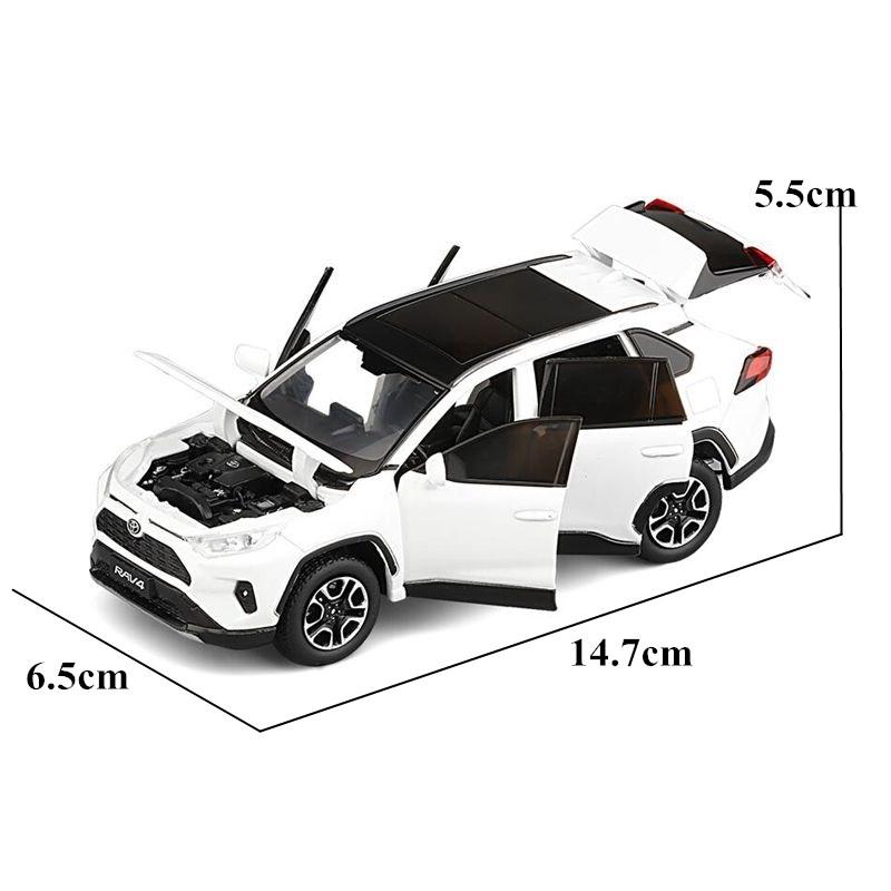 Литая игрушечная машина, модель 1:32-масштабный внедорожник Toyota RAV4, автомобиль со звуком и светом, открывающиеся двери, образовательная коллекция, подарок для ребенка
