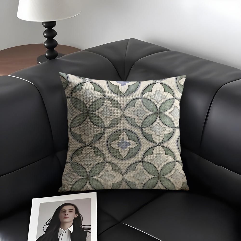 French Retro Print Cushion Cover Natural Linen Organic Fabric DoubleSided Printing Sofa Home Decor Gift Pillow Case