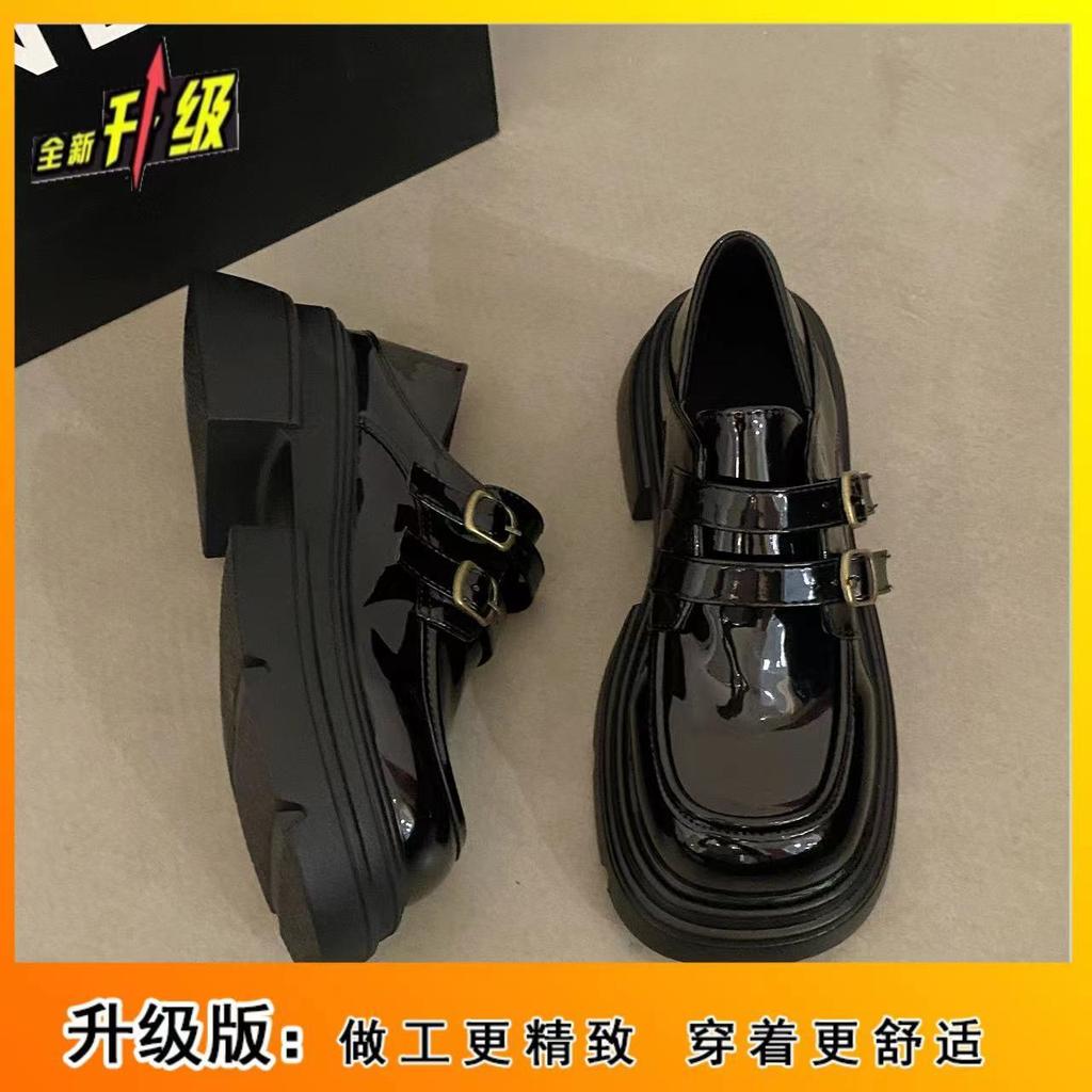 College Style Lefu Platform-soled Small Leather Shoes Women's 2025 New Autumn Skirt Japanese Black Versatile Thick-heeled Single Shoes