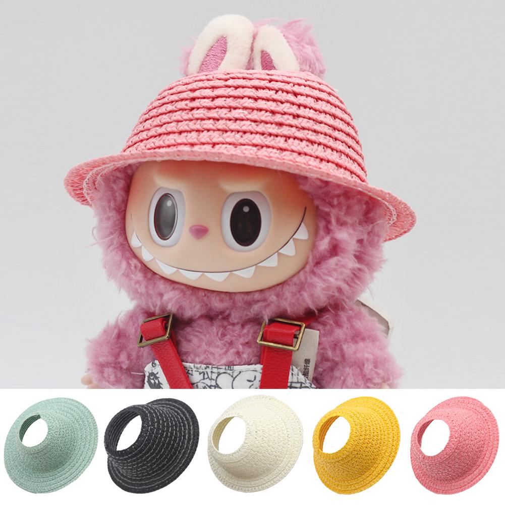 Doll Straw Hat for Dollhouse Miniature 17cm Labubu Color Match Hat Kawaii Cute Doll Accessories Kids Girls Toys