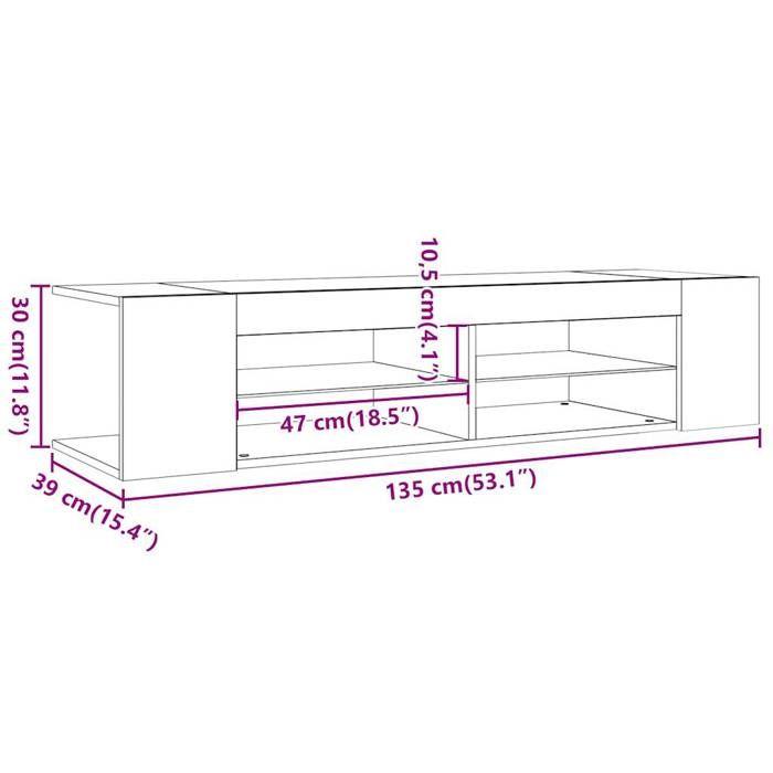 VidaXL Meuble TV avec lumières LED chêne artisanal bois d'ingénierie, support TV, meuble multimédia, console TV, meuble 856324