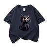 Cute Black Cat Graphic Tee Kids 100 Cotton Crew Neck Casual Breathable T Shirt Short Sleeve Muticolor Tops For Sweet Girls Boys