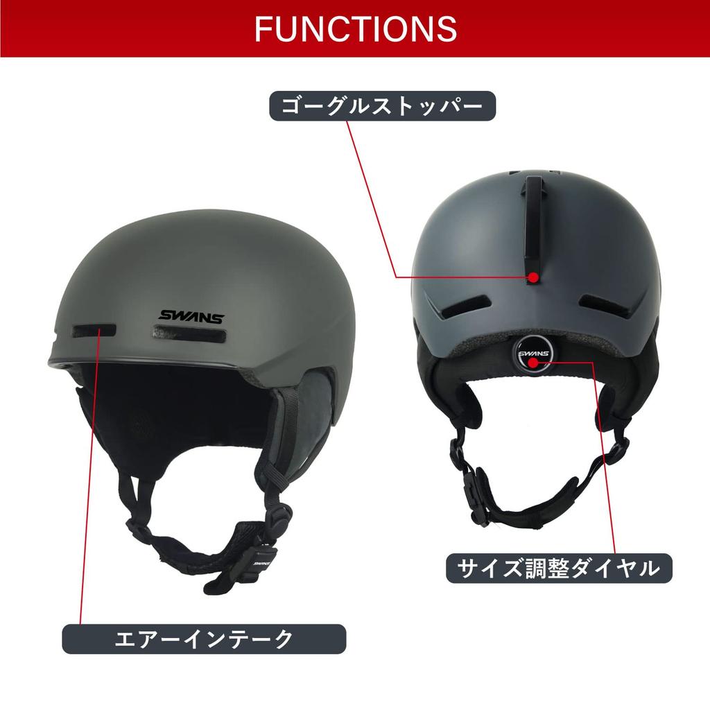 SWANS Ski Snowboard Helmet for Adults P1 MGRY Matte Gray M Size HSF-190 (54cm-58cm)