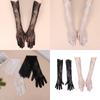 2pcs Stylish Long Arm Gloves Breathable Lace Gloves Stretchy Polyester Gloves for Evening Parties Weddings