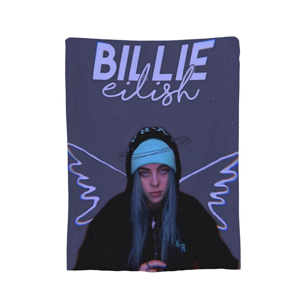 Плед из флиса с изображением известной певицы B-Billie-Girl E-Eilish, легкий, для дивана или кресла.