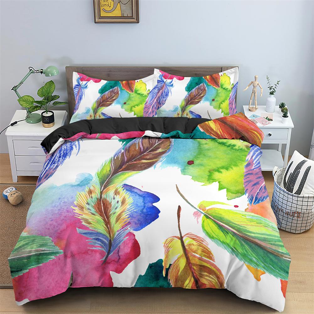 Comforter Watercolor Flowers King Queen Colorful Blooming Floral Bedding Set For Teen Adult Plant 2/3Pcs Polyester