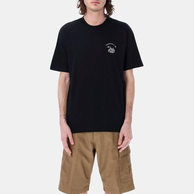 Carhartt WIP Мужская футболка с коротким рукавом, круглым вырезом и графическим принтом, пуловер, Черный I031699-C89-XX