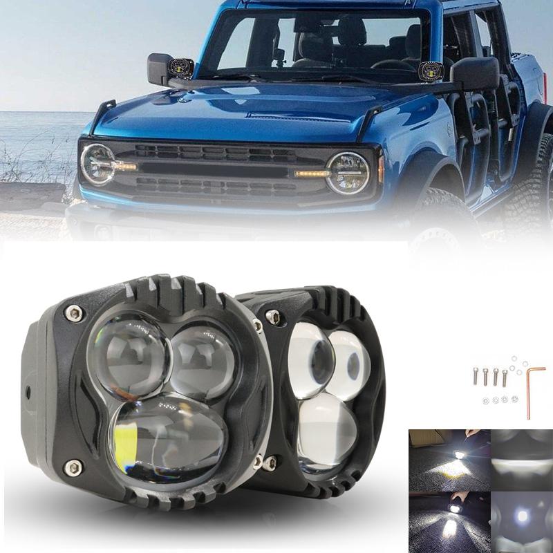 2 Pcs LED Spotlights Fog Lamp Headlight Lens Work Light Fog Lamp Driving Beam Square Round For Off Road Truck SUV ATV Motorcycle