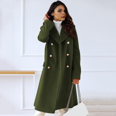 Женское зимнее пальто с отложным воротником и карманами, однотонный двубортный кардиган свободного кроя, пальто с длинными рукавами, для поездок на работу и свиданий, зимнее пальто