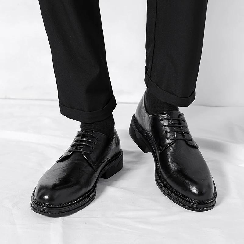 FashionLuxury Business Oxfords Leather Shoes Men Lace Up Breathable Rubber Formal Dress Shoes Male Office Wedding Flats Mocassins Homme