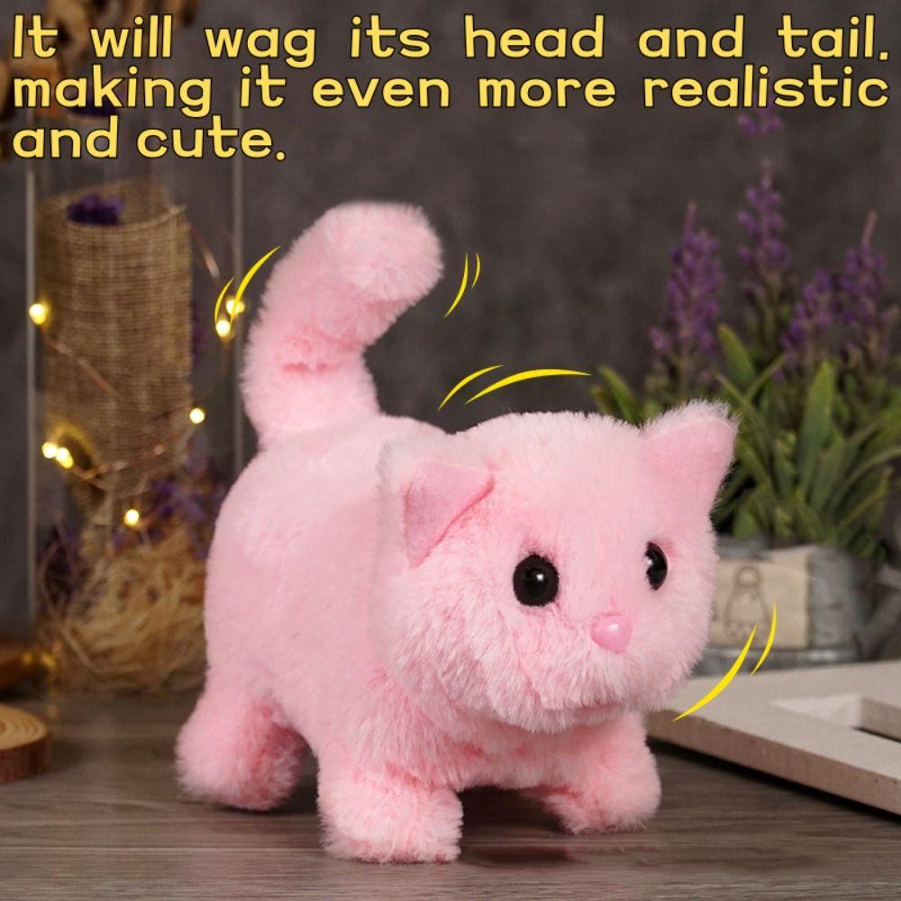 Stuffed Animal Electronic Stuffed Doll Tail Wagging Walking Interactive Cat Boys Girl